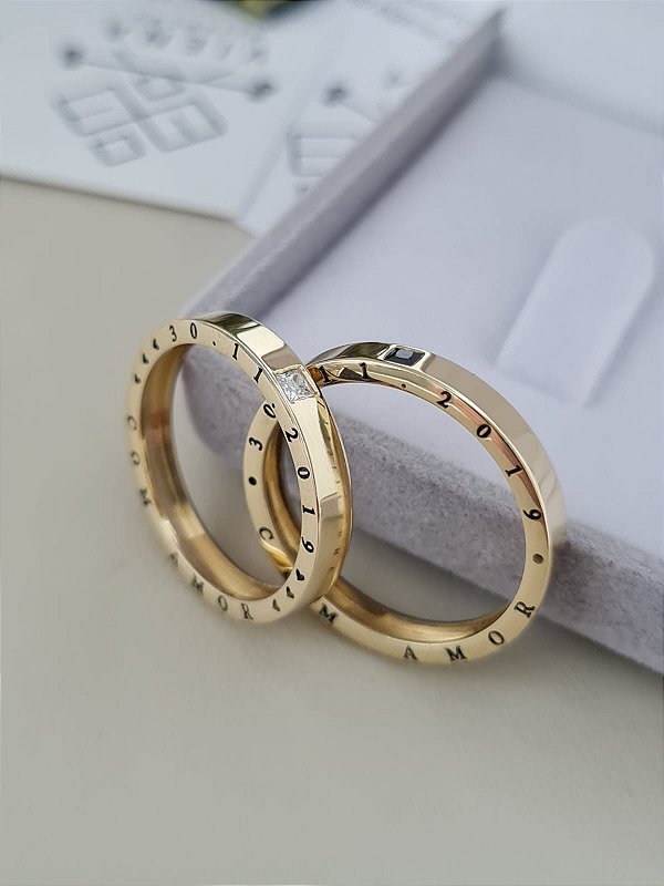 Par de Alianças Dubai em Ouro18k - 3MM
