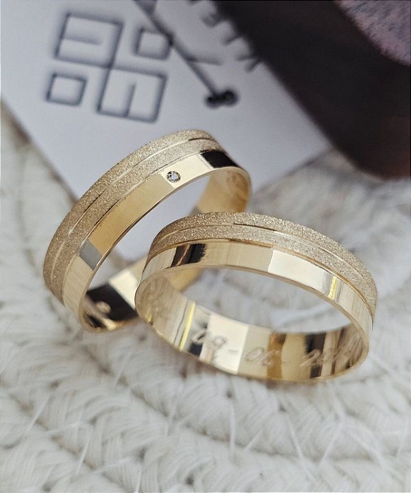 Par de Alianças Tóquio II em Ouro18k - 5MM