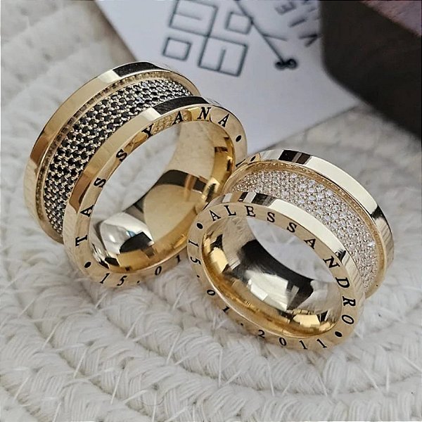 Exclusivo Par de Alianças Orlando em Ouro 18k - 11MM
