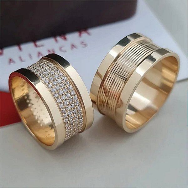 Exclusivo Par de Alianças Orlando II em Ouro 18k - 10MM