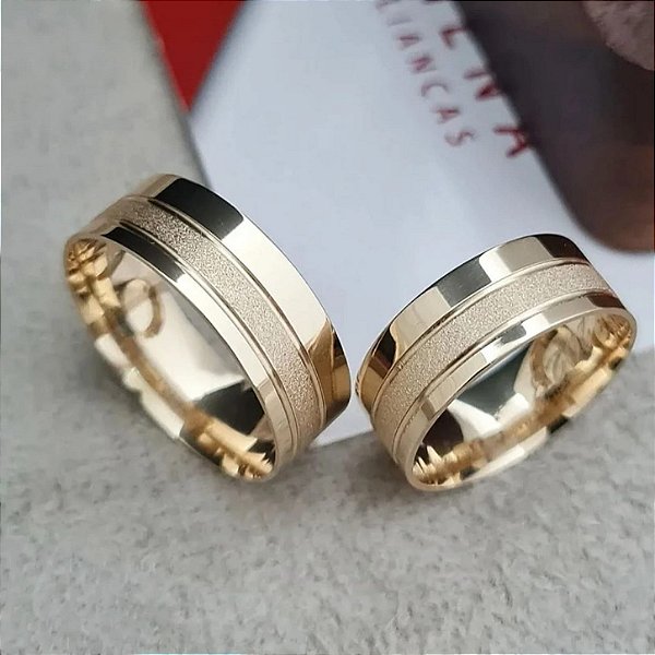 Par de Alianças Cancun II em Ouro 18k - 7MM - Sem pedras
