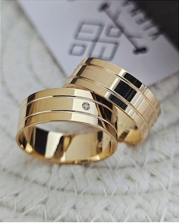 Par de Alianças Maldivas II em Ouro18k - 7MM -