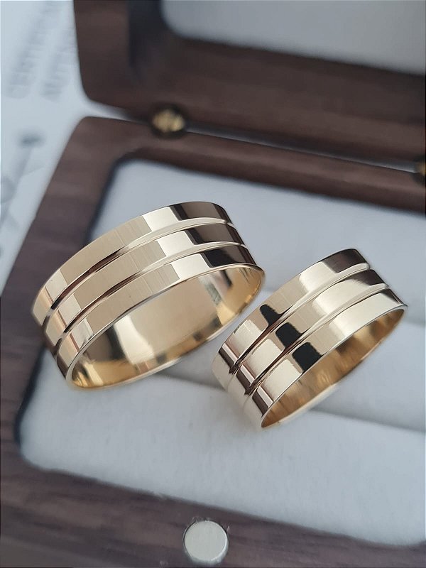 Par de Alianças Maldivas em Ouro18k - 7MM - Sem pedras