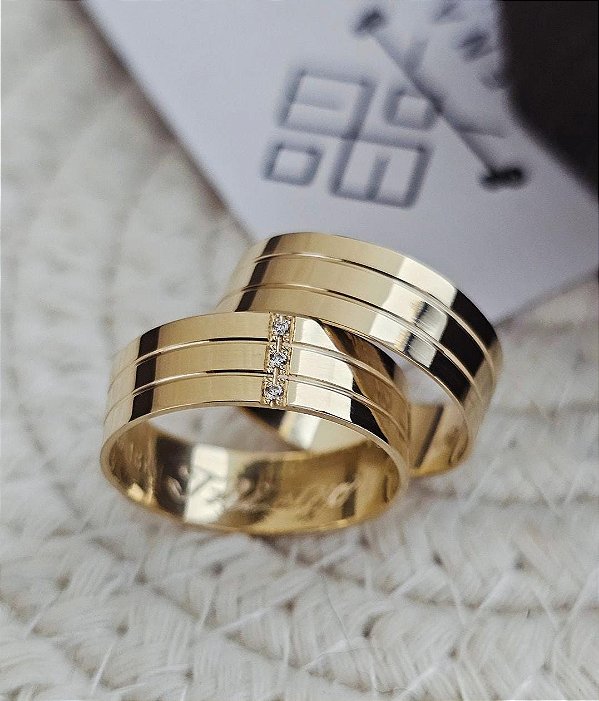 Par de Alianças Santiago em Ouro18k - 6MM