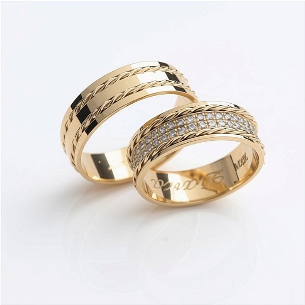 Par de Alianças Ibiza IV em Ouro18k - 6MM
