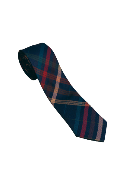 Gravata Slim Tradicional Masculina Adulta - Xadrez: Tons De Azul, Vermelho e Bege