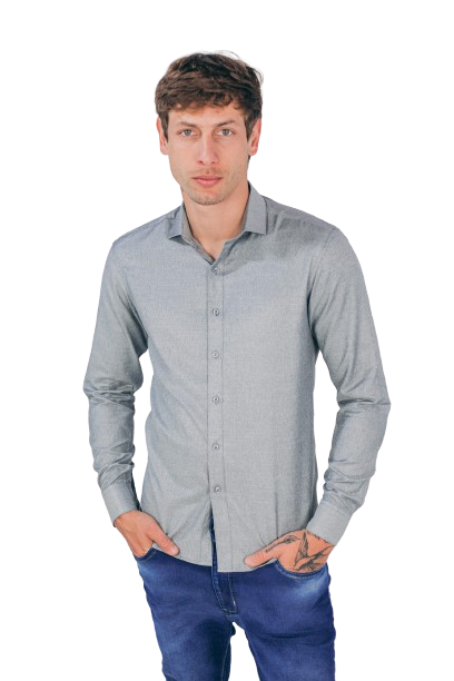 Camisa Social Masculina - Cinza