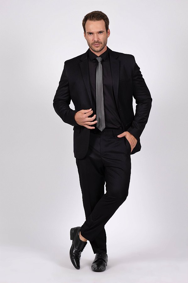Terno Slim Masculino - Preto Poliviscose OC2214