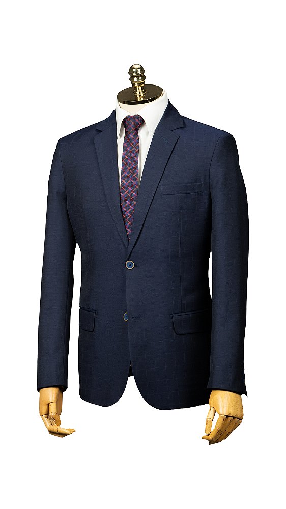 Terno Slim Masculino - Marinho Xadrez PV OC2245