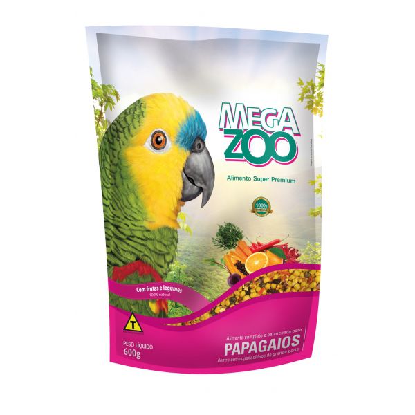 MEGAZOO - Papagaio frutas e leg 600g