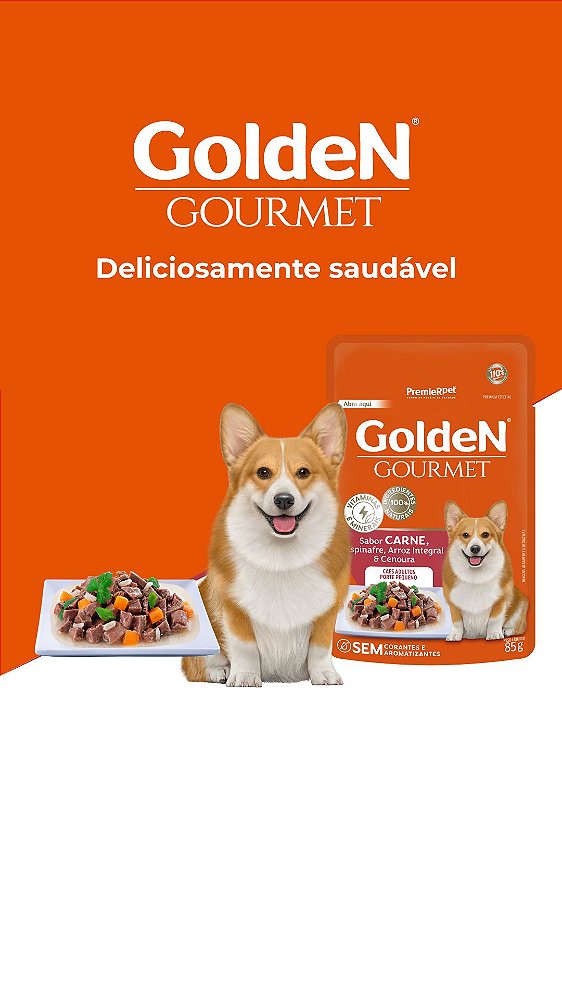 GOLDEN GOURMET SACHÊ CÃES ADT PEQUENO PORTE CARNE CX C18 85G