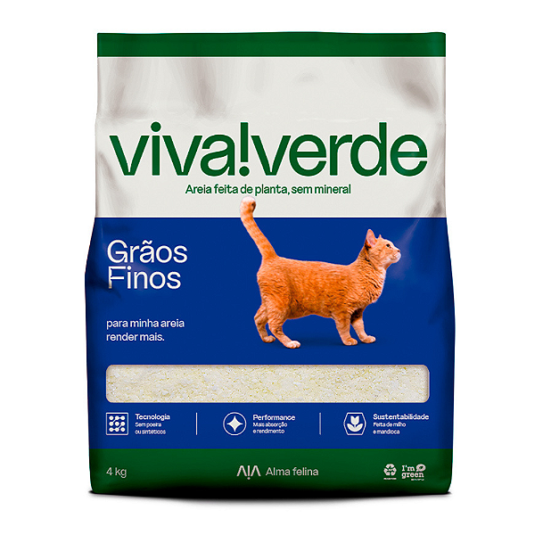 AREIA HIGIENICA VIVA VERDE LIMPEZA PLENA 4KG
