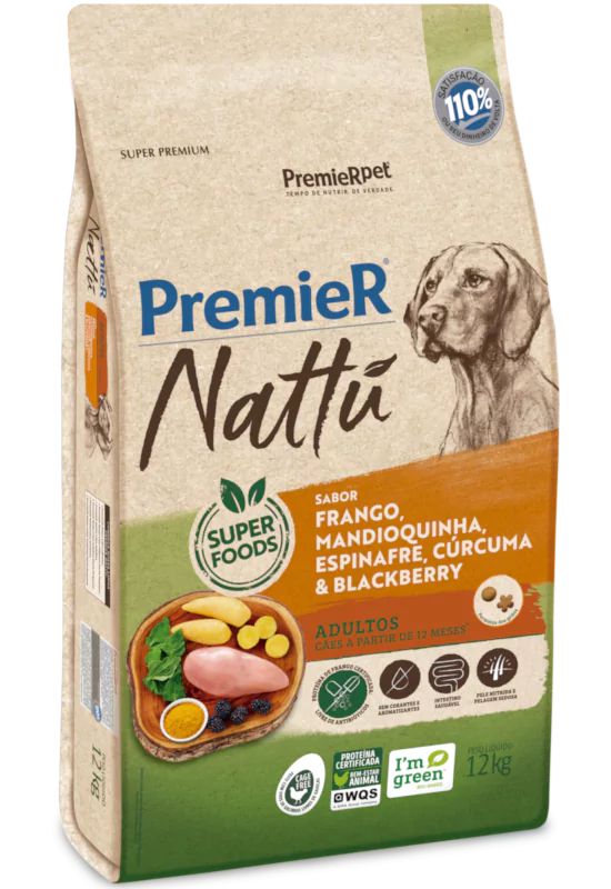 PREMIER NATTU CAES ADULT MANDIOQUINHA 12 KG