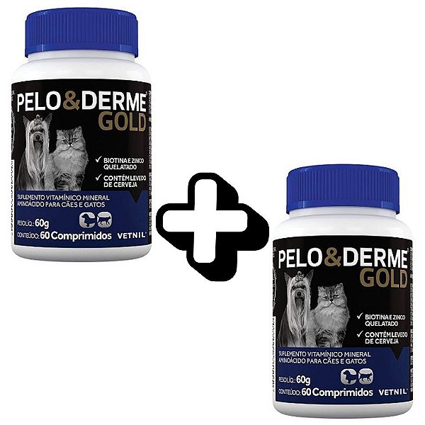 KIT 2 UNID VETNIL PELO E DERME GOLD 60CAPS