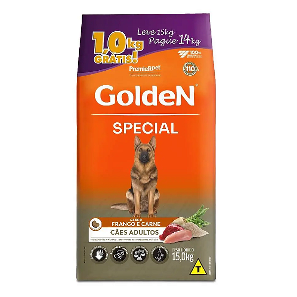 GOLDEN SPECIAL CAES ADULTOS RAÇAS MG  PAGUE 14KG LEVE 15KG