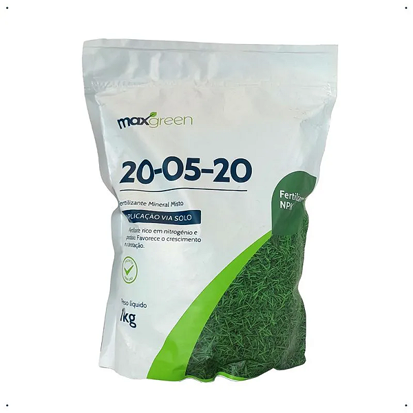 MAXGREEN 20 05 20 FERTILIZANTE PARA GRAMA MINERAL MISTO 1KG