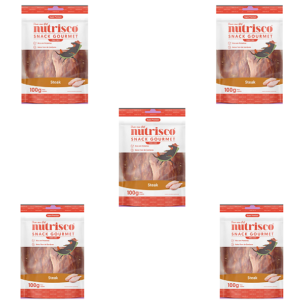 KIT 5UN SNACK GOURMET NUTRISCO 100G STEAK CAES
