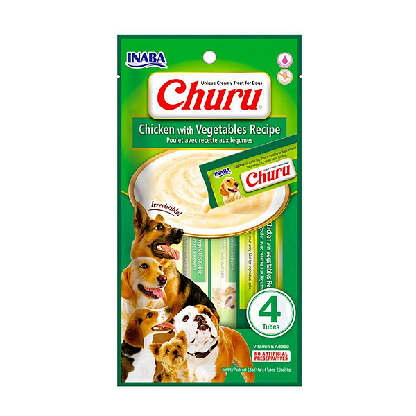 INABA CHURU DOG SABOR FRANGO COM VEGETAIS 14G CADA