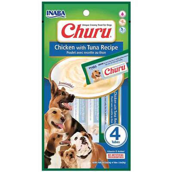 INABA CHURU DOG SABOR FRANGO COM ATUM 14G CADA