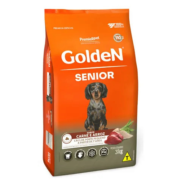 GOLDEN FORMULA CAES SENIOR PORTE PEQUENO SABOR CARNE 3 KG