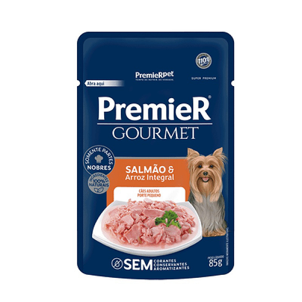 PREMIER GOURMET SACHÊ CAES AD PEQ PORTE SALM 85G