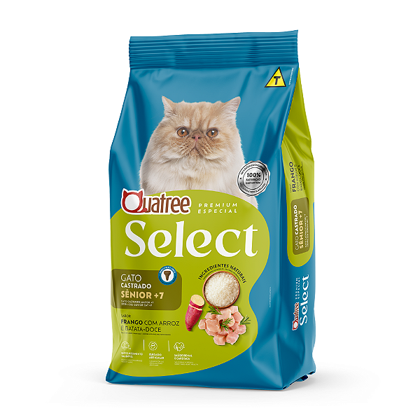 QUATREE SELECT GATO CASTRADO SENIOR 7 FRANGO 3KG