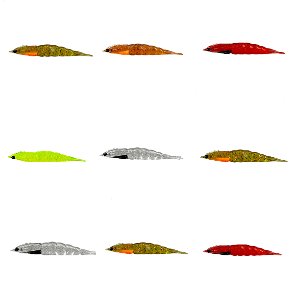 KIT 9UN ISCA ARTIFICIAL CAMARÃO ROBALEIRO 4,8 6,8 7,8 CM
