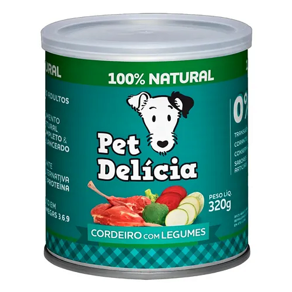 PET DELÍCIA RAÇÃO ÚMIDA CORDEIRO COM LEGUMES CÃES 320G