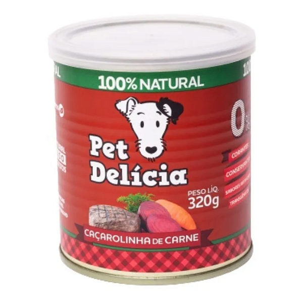 PET DELÍCIA RAÇÃO ÚMIDA CAÇAROLINHA DE CARNE CÃES 320G