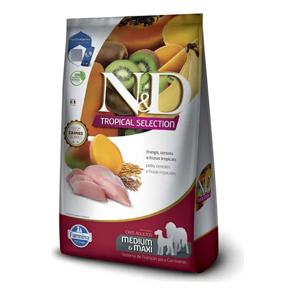 ND TROPICAL CÃES ADULTOS RAÇAS MÉDIAS E GRANDES FRANGO 2,5KG