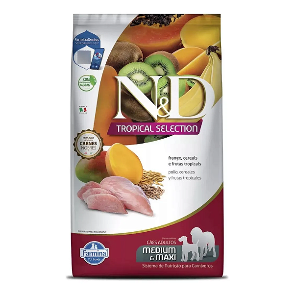 ND TROPICAL CÃES ADULTOS RAÇAS MÉDIAS GRANDES FRANGO 10,1KG