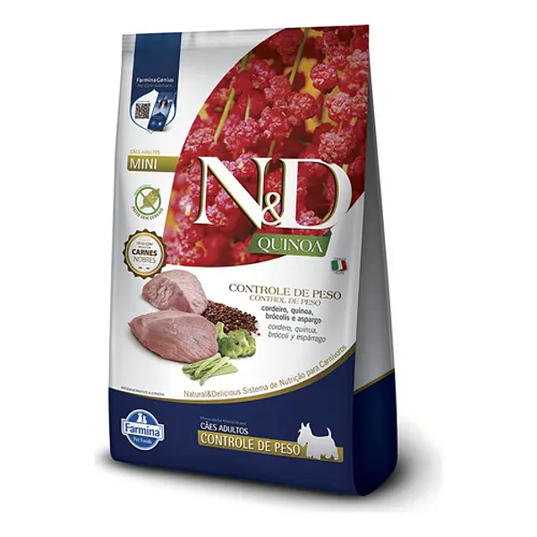 N&D QUINOA CÃES ADULTOS PEQ. CONTOLE DE PESO CORDEIRO 2,5KG