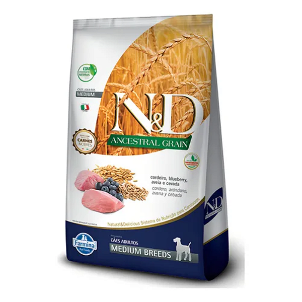 N&D ANCESTRAL CÃES ADULTOS PORTE MÉDIO SABOR CORDEIRO 2,5KG
