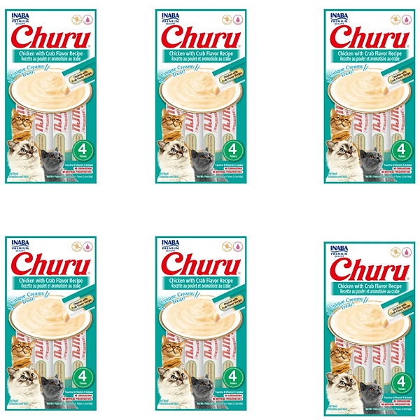 KIT 6UN INABA CHURU GATOS SABOR GALINHA COM CARANGUEJO 14G CADA