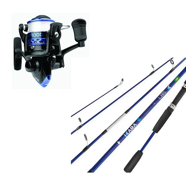 ALBATROZ KIT MOLINETE WP1000 E VARA KARA S1652 20LB 3,9' 2PC