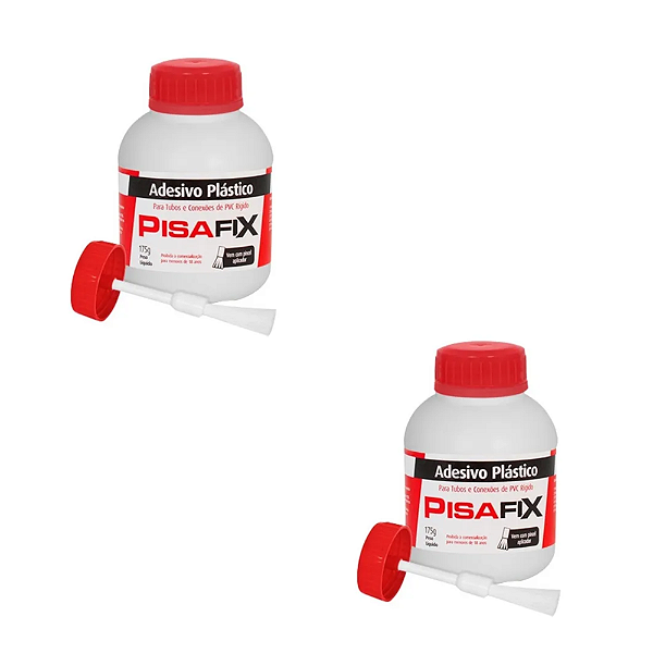KIT 2UN ADESIVO PLÁSTICO COLA PVC TUBO CONEXÕES PISAFIX 175G