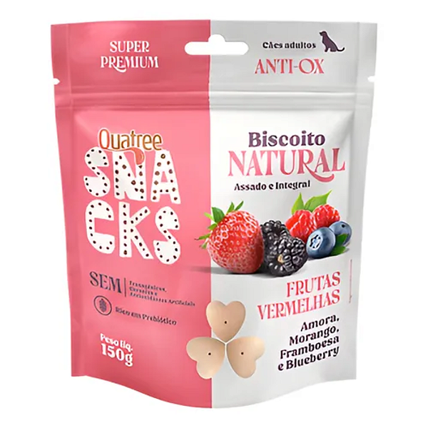 QUATREE SNACKS BISCOITO NATURAL FRUTAS VERMELHAS CÃES 150G