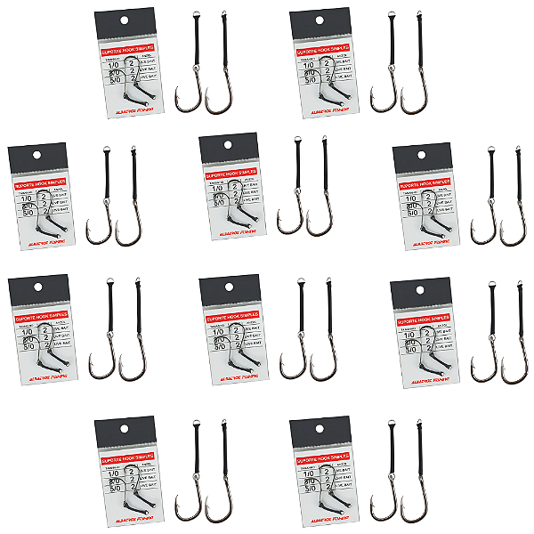ALBATROZ KIT 10 CARTELAS SUPORTE HOOK SIMP LIVE BAIT 1/0 2UN