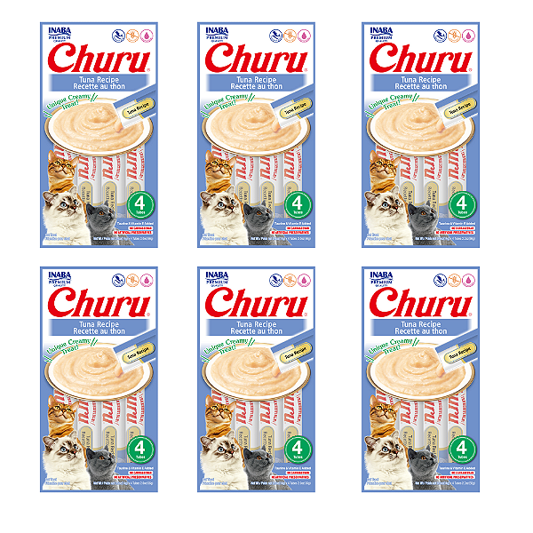 KIT 6UN PETISCO CHURU SABOR ATUM GATOS 4 TUBOS 14G