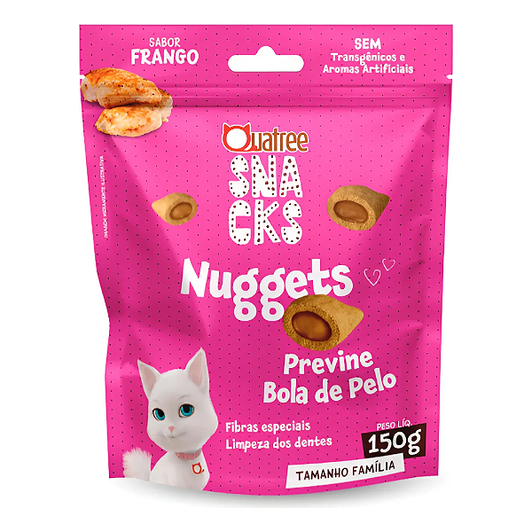 QUATREE SNACKS NUGGETS GATO BOLA DE PELO FRANGO 150G UN