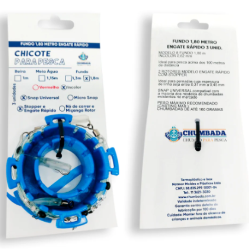 CHUMBADA CHICOTE PESCA FUNDO ROTOR SNAP UNIVERSAL 1,80M 3UN
