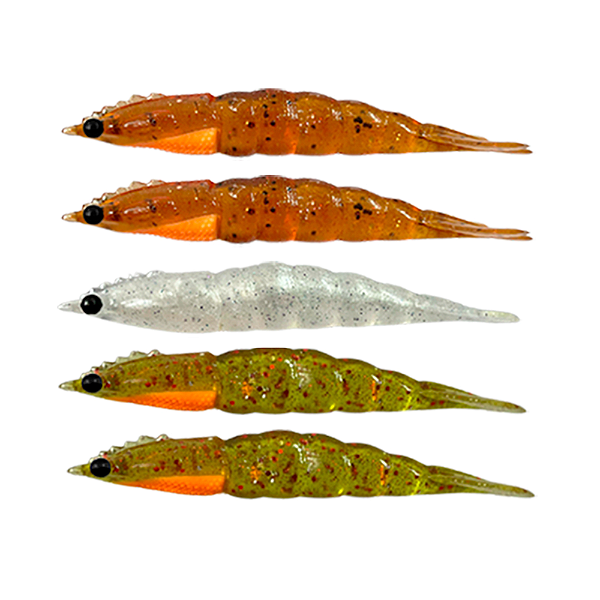 KIT 5 UN ISCA MATADEIRA ARTIFICIAL CAMARÃO ROBALEIRO 6 E 7CM