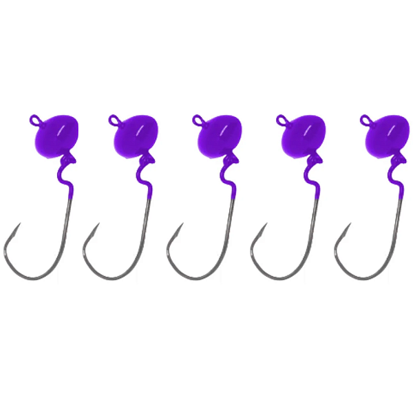KIT 5UN CHUMBADA ANZOL JIG HEAD 3/0 ARTIC FOTBAL 14G VIOLETA