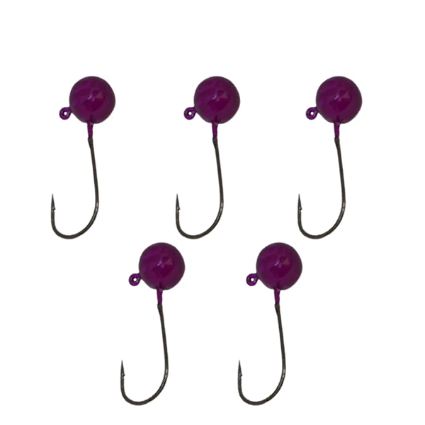 KIT 5 UN CHUMBADA ANZOL JIG HEAD 60° 3/0 ESFÉRICO 25G VIOLETA