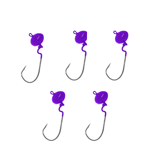 KIT 5UN CHUMBADA ANZOL JIG HEAD 3/0 ARTIC FOTBAL 20G VIOLETA
