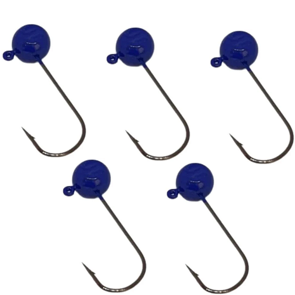 KIT 5 UN CHUMBADA ANZOL JIG HEAD 3/0 90 ESFÉRICA 15G AZUL BIC