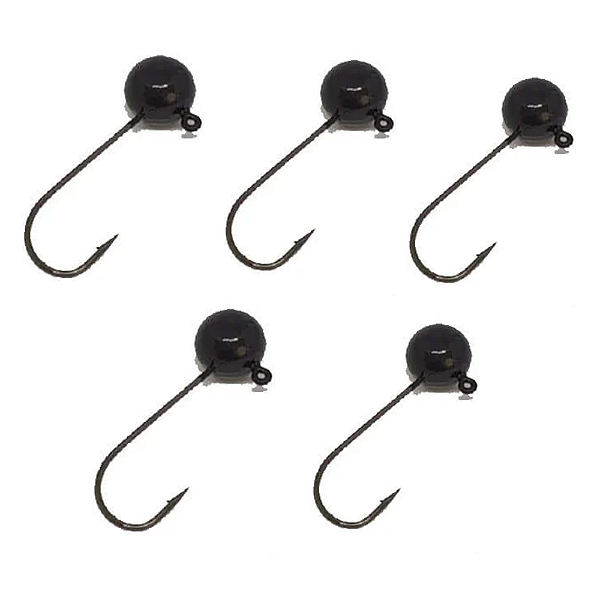 KIT 5 UN CHUMBADA ANZOL JIG HEAD 3/0 90 FACETADA 12G  PRETO