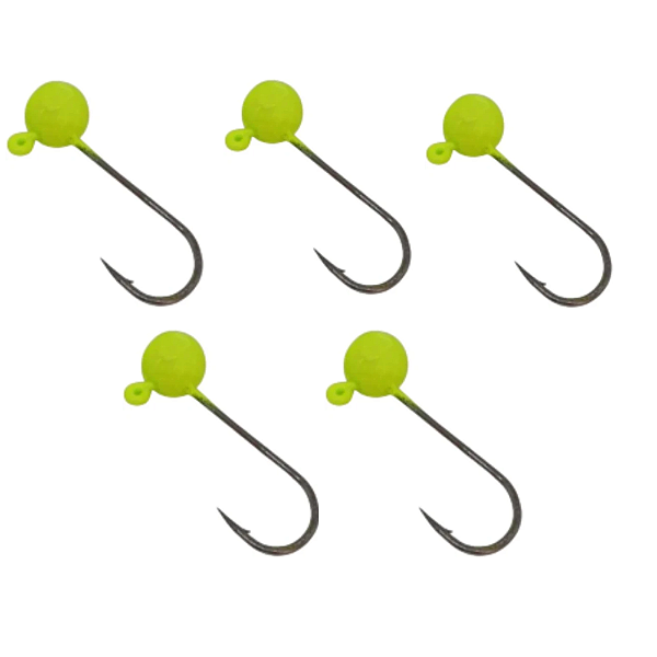 KIT 5 UN CHUMBADA ANZOL JIG HEAD 3/0 90º ESFÉRICA 20G AMARELO