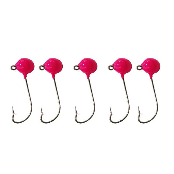 KIT 5 UN CHUMBADA ANZOL JIG HEAD 90 3/0 ESFÉRICO 15G ROSA