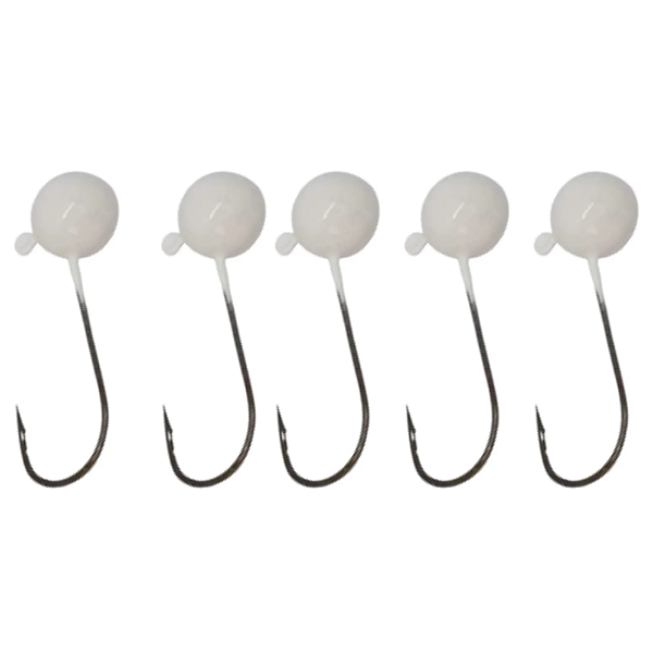 KIT 5 UN CHUMBADA ANZOL JIG HEAD 90 3/0 ESFÉRICO 15G BRANCO